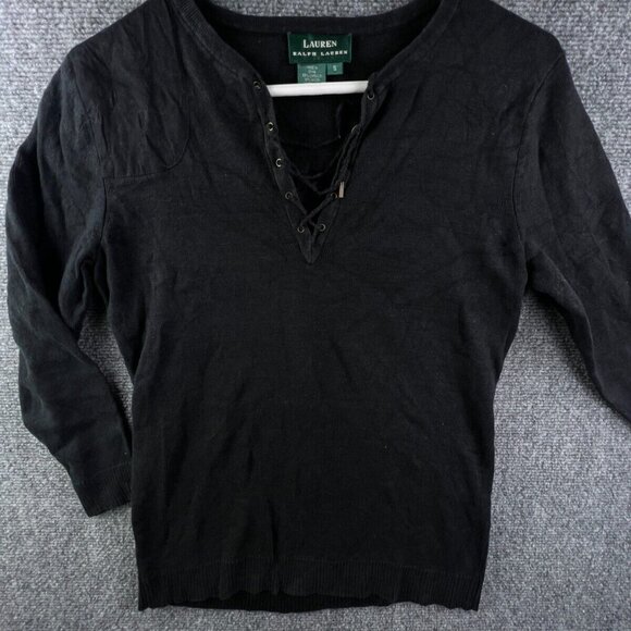 Lauren Ralph Lauren Women’s Sweater Linen Nylon Blend Small Dark Gray Pullover - Picture 1 of 11